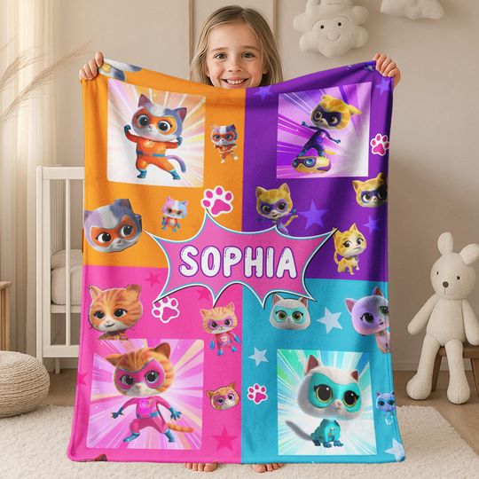 Custom Superkitties Blanket, Custom Super Kitties Blanket