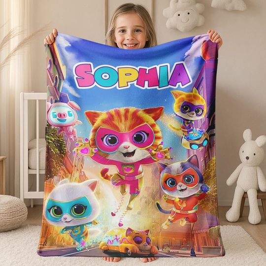 Custom Superkitties Blanket, Personalized Super Kitties Blanket