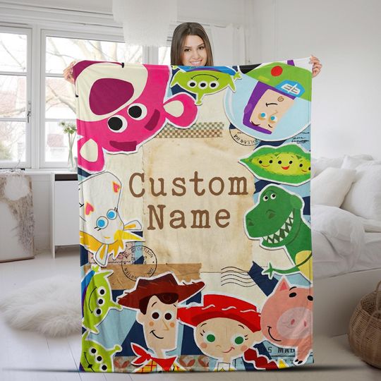 Discover Personalized Watercolor Toy Story Disney character blanket, Woody Buzz Lightyear Jessie Blanket,Disney blanket, Birthday gift blanket G5Q521