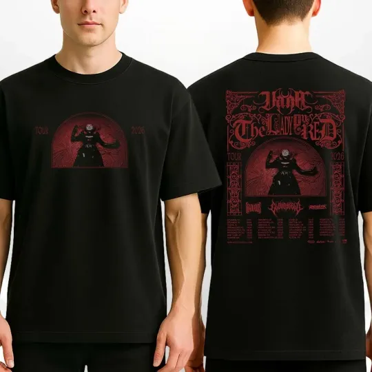 Discover Vama The Lady In Red Tour 2026 Gothic Metal Dark Aesthetic Two Sides T-Shirt