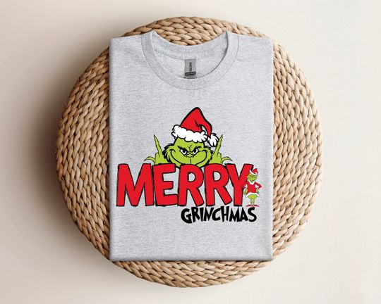 Merry Grin Unisex T-Shirt Sweatshirt, Funny Character Holiday, Christmas Party, Trending Christmas