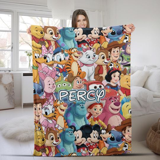 Discover Personalized Mickey & friends Disney character blanket, Toy Story Princess Blanket, Disney blanket, Birthday Girl Boy gift blanket C1LS45