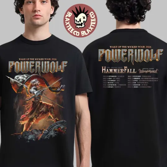 Discover Powerwolf Wake Up The Wicked Tour 2026 Schedule Dates Two Sided T-Shirt
