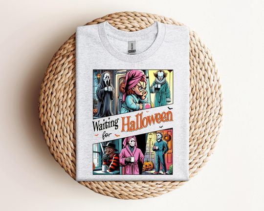 Discover Waiting for Halloween T-Shirt Sweatshirt, Trendy Retro Halloween Top
