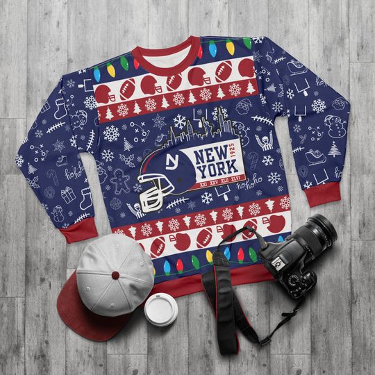 Discover New. York Football Ugly Sweater Unisex Sweatshirt AOP, Christmas Outfit, Party, Gifts for Him, Gifts for Her, Sports Fans, NY