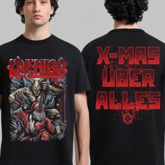 Discover Kr3ator Holiday 2025 Devil Slay Santa Funny Xmas Über Alles Style Tee
