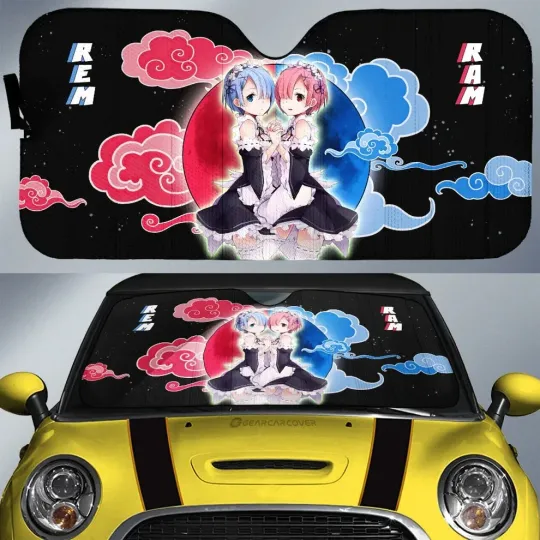 Discover Rem and Ram Car Sunshade for Anime Fans