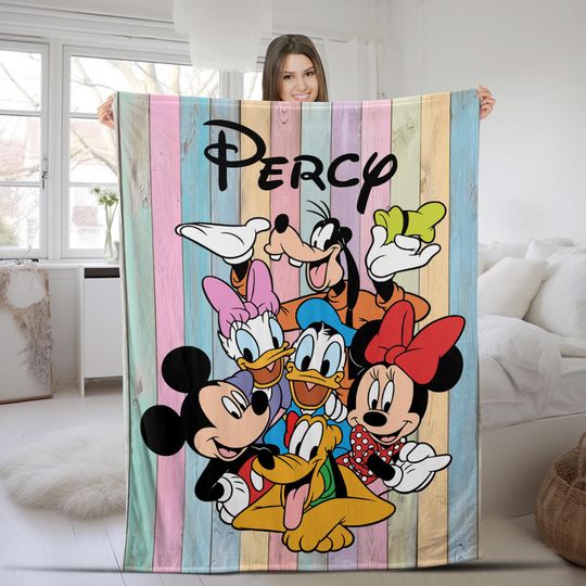 Discover Personalized Mickey & friends Disney character blanket, Toy Story Princess Blanket, Disney blanket, Birthday Girl Boy gift blanket C1LS37