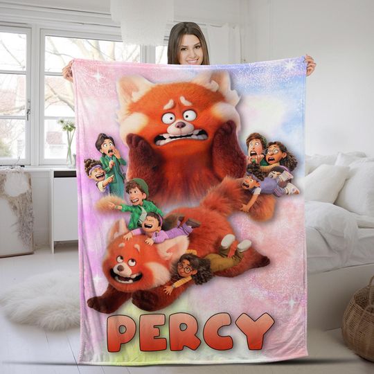 Discover Personalized Disney Pixar Turning Red Blanket, Custom Name Mei Lee and Friends Gift, WDW Disneyland 4 Town Meilin Lee Family Gift C1LS36