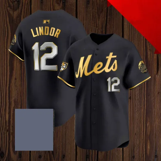 Discover Francisco Lindor #12 Mets Black Jersey All Sizes