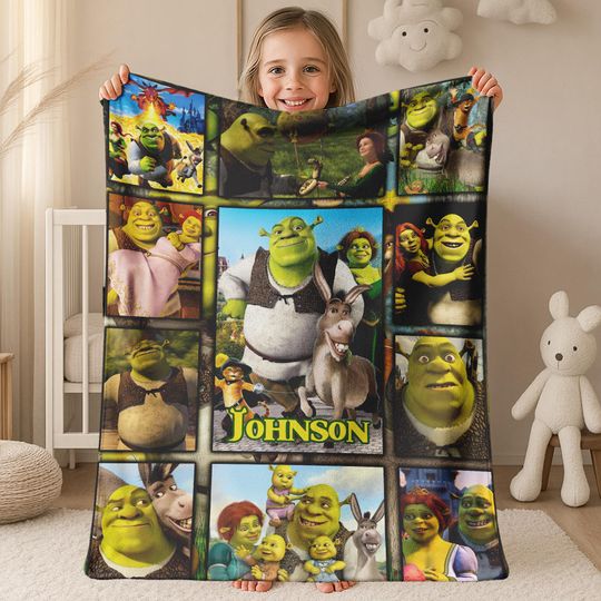 Personalized Shrek Blanket, Custom Name Shrek Blanket, Shrek Christmas Gift for Kid