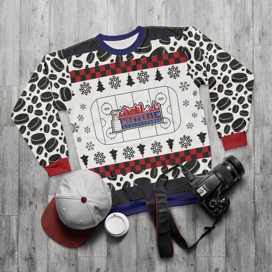 Discover Montreal Hockey Ugly Sweater Unisex Sweatshirt AOP, Christmas Outfit, Party, Gifts for Him, Gifts for Her, Canada Sports Fans
