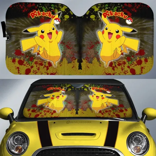 Discover Pika Tie-Dye Car Sunshade – Custom Anime Windshield Shade & Car Accessories