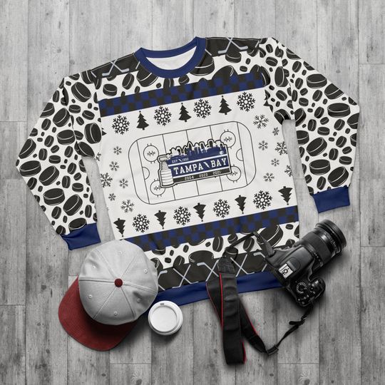 Tampa Bay Hockey Ugly Sweater Unisex Sweatshirt AOP, Christmas Outfit, Party, Gifts for Him, Gifts for Her, Florida Sports Fans