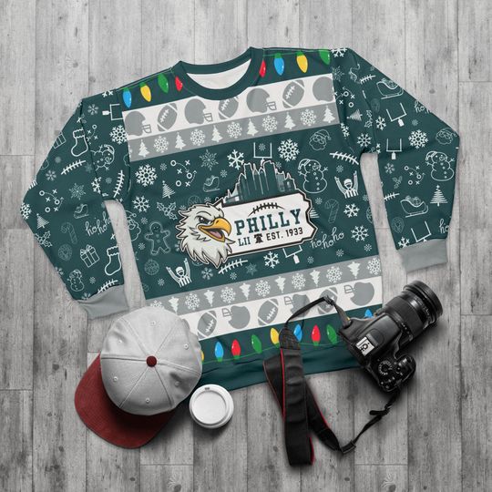 Philadelphia Football Ugly Sweater Unisex Sweatshirt AOP, Christmas Outfit, Party, Gifts for Him, Gifts for Her, Sports Fans, Philly