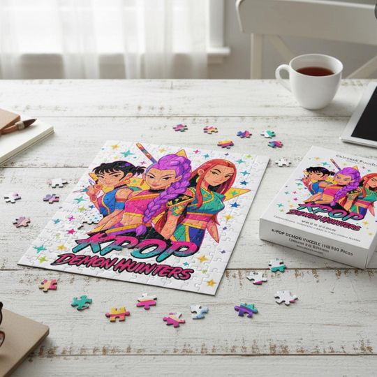 K-Pop Demon Hunters Jigsaw Puzzle, Huntrix K-Pop Gift, Children's Fun, Relaxing Activity.
