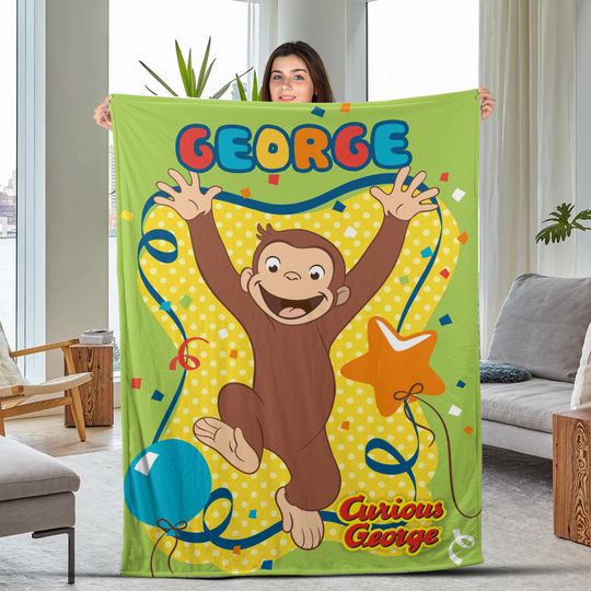 Discover Personalized Curious George Blanket, Curious George Blanket, Custom Name Blanket, Birthday Gifts for Kids BXHL57