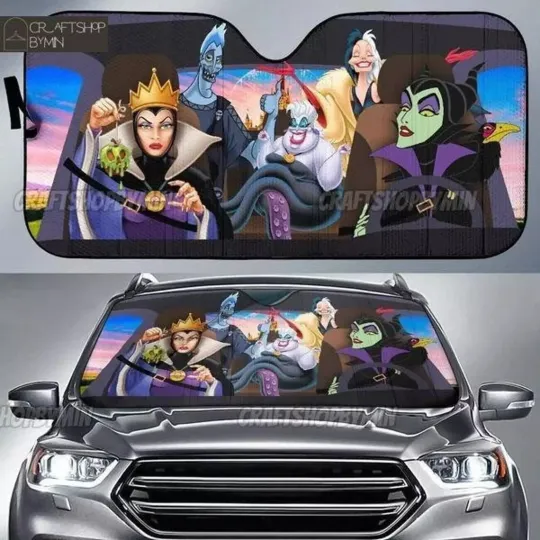 Discover Disney Villains Car Sunshade, Disney Bad Witches Car Sun Shade, Disney Car Winds