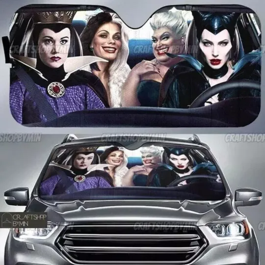 Discover Disney Villains Car Sun Shade, Disney Bad Witches Windshield Sunshade