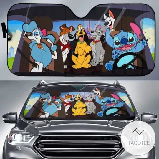 Discover Disney Car Sun Shade Stitch Pluto The Tramp Windshield Sun Shade