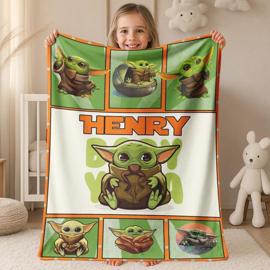 Discover Personalized Baby Yoda Blanket, Baby Yoda Bedding Set, Star Wars Baby Yoda Grogu Blanket, Baby Yoda Gifts, Birthday Gift BXHB23