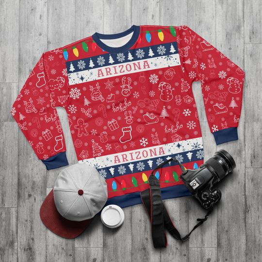 Arizonna Ugly Sweater Unisex Sweatshirt AOP, Christmas Outfit, Party, Gifts for Him, Gifts for Her, Sports Fans, football, basketball