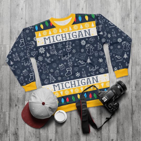 Discover Michigan Ugly Sweater Unisex Sweatshirt AOP, Christmas Outfit, Party, Gifts for Him, Gifts for Her, Sports Fans, football, basketball
