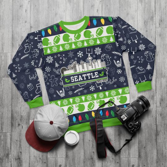 Discover Seattle Football Ugly Sweater Unisex Sweatshirt AOP, Christmas Outfit, Party, Gifts for Him, Gifts for Her, Sports Fans, Washington