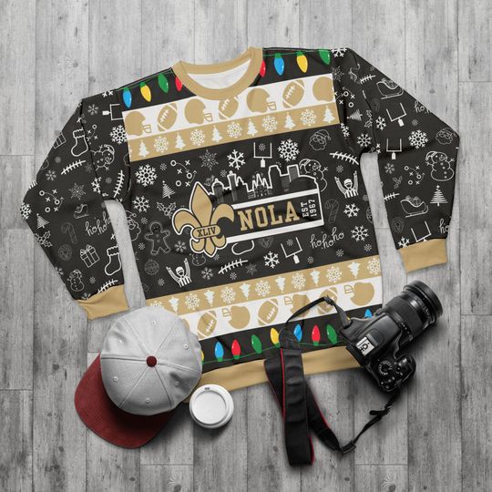 New Orleans Football Ugly Sweater Unisex Sweatshirt AOP, Christmas Outfit, Party, Gifts for Him, Gifts for Her, Sports Fans, NOLA