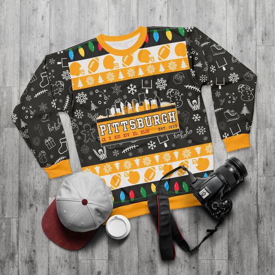 Discover Pittsburgh Football Ugly Sweater Unisex Sweatshirt AOP, Christmas Outfit, Party, Gifts for Him, Gifts for Her, Sports Fans, Pitt