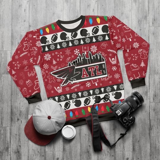 Atlanta Football Ugly Sweater Unisex Sweatshirt AOP, Christmas Outfit, Party, Gifts for Him, Gifts for Her, Sports Fans, ATL
