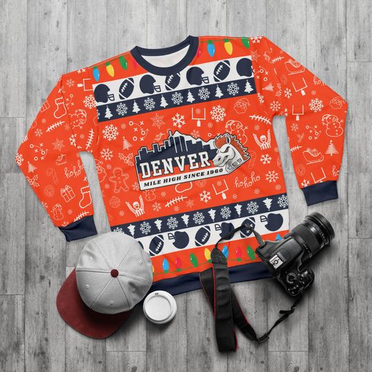 Discover Denver Football Ugly Sweater Unisex Sweatshirt AOP, Christmas Outfit, Party, Gifts for Him, Gifts for Her, Sports Fans, Colorado