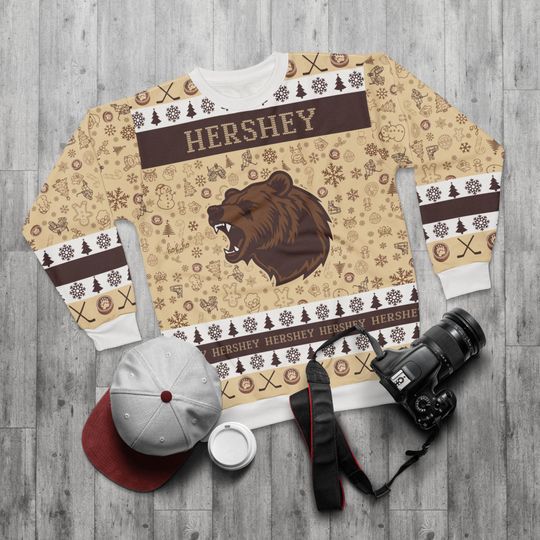 Discover Hershey Hockey Ugly Sweater Unisex Sweatshirt AOP, Christmas Outfit, Party, Gifts for Him, Gifts for Her, Sports Fans, Hershey
