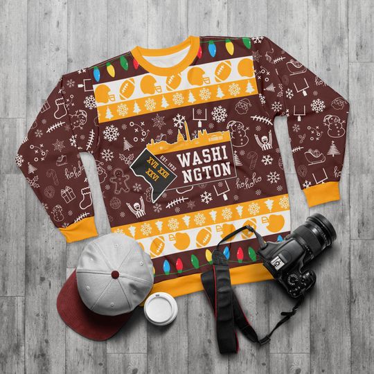 Washington D.C. Football Ugly Sweater Unisex Sweatshirt AOP, Christmas Outfit, Party, Gifts for Him, Gifts for Her, Sports Fans, D.C.