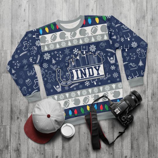 Discover Indy Football Ugly Sweater Unisex Sweatshirt AOP, Christmas Outfit, Party, Gifts for Him, Gifts for Her, Sports Fans, Indianapolis