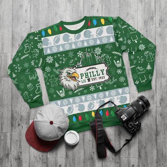 Discover Throwback Philadelphia Football Ugly Sweater Unisex Sweatshirt AOP, Christmas Outfit, Party, Gifts for Him, Gifts for Her, Sports Fans