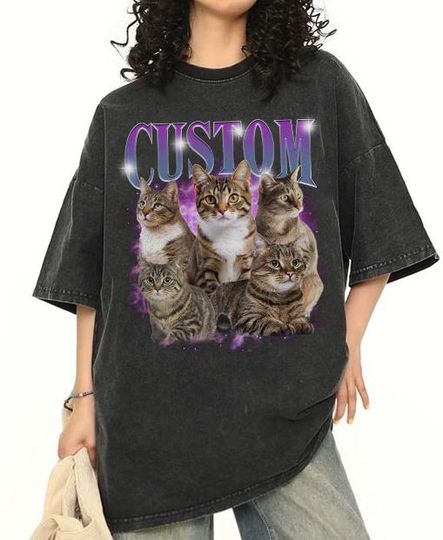 Discover Custom Pet Bootleg Shirt, Custom Retro Cat Bootleg Shirt,Custom Photo Shirt, CUSTOM Your Own Bootleg Idea Here,Pet Photo Shirt, Cat Mom Gift