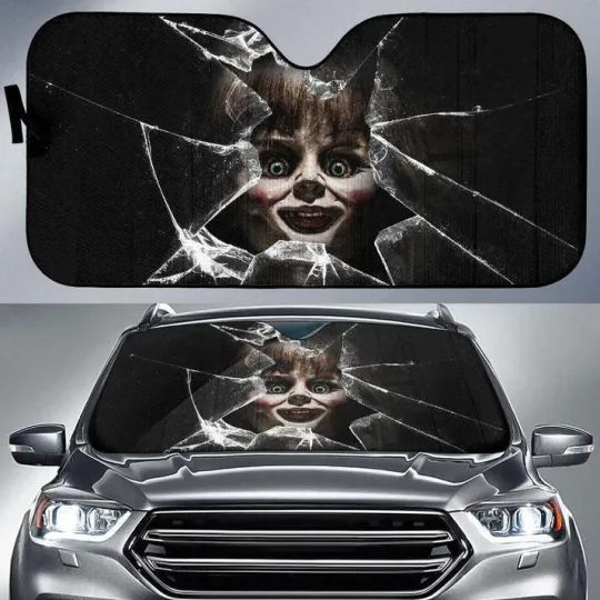Annabelle Car Sun Shade Horror Windshield Broken