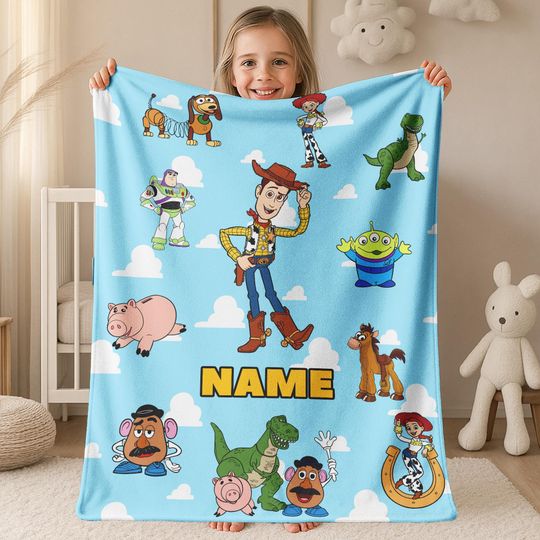 Discover Custom Name Toy Story Blanket - Toy Story Characters Blanket, Baby Blanket , Gift For Kid, Fleece Mink Sherpa, Gift For Baby B-19042323