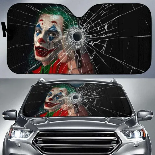 Joker Car Sun Shade Broken Windshield Funny Gift