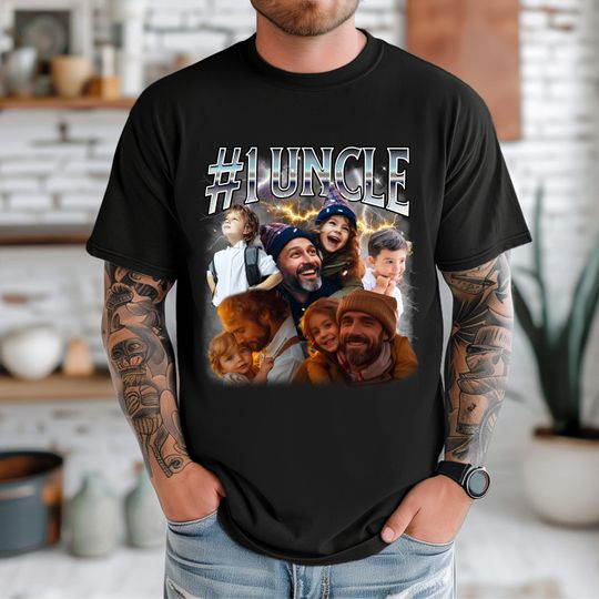 Custom Uncle Photo Shirt, Personalized Christmas Uncle Gift, Shirt for Uncle, Dad, Grandpa, First Time Uncle Gift, Bootleg Uncle Shirt