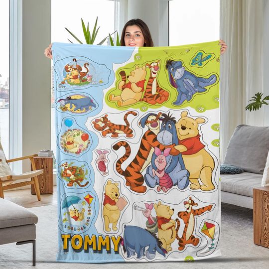 Discover Personalized Winnie The Pooh Blanket, Pooh Bear Blanket, Winnie The Pooh and Friends Blanket