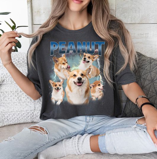 Discover Personalized Dog & Cat Photo T-Shirt  Retro 90s Photo Collage Shirt - Customizable Pet Face Bootleg Tee