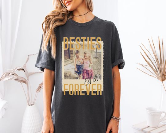 Discover Custom Christmas Best Friend Photo Shirt, Personalized Photo Gift for Besties, Custom BFF Tee, Best Friend Birthday Gift
