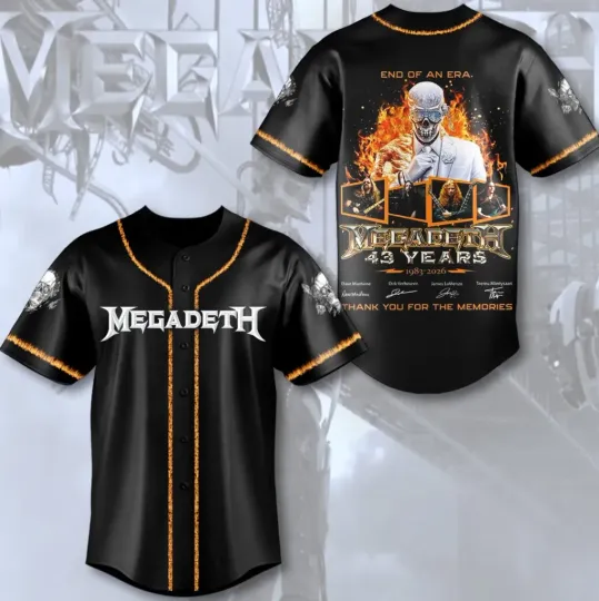 Megadeth 1983-2026 43 Years Thank You Baseball Jersey