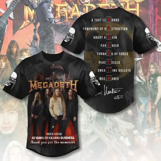 Megadeth 43 Years Baseball Jersey