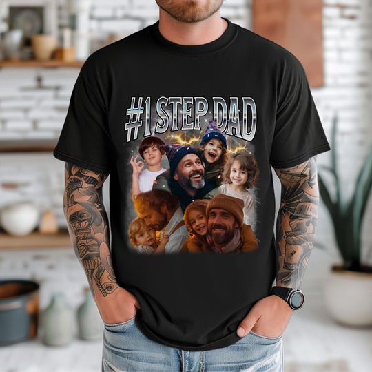 Discover Custom Dad Photo Shirt  Personalized Christmas Step Dad Gift - Shirt for Dad, Grandpa, Uncle  First Time Dad Gift - Bootleg Dad Shirt