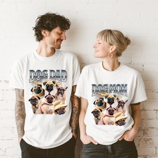 Custom Matching Dog Mom, Dad & Kid Shirts  Custom Bootleg Dog Photo Tee  Personalized Family Dog Photo Shirts  Group Shirts 90s Style