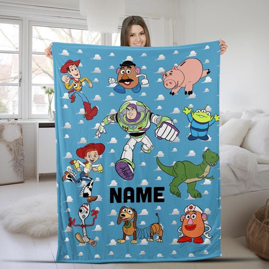 Discover Custom Name Toy Story Blanket, Disney Toy Story Characters Blanket, Baby Blanket, Gift For Kid, Fleece Mink Sherpa, Gift For Baby BZJB16