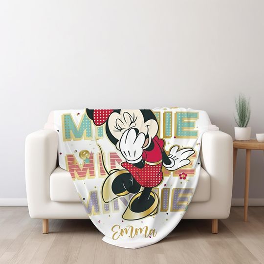 Discover Personalized Minnie Mouse Blanket,Custom Name DisneyMinnie Blanket,Disney Blankets, Minnie Birthday Gifts,Kids Name Blanket,Baby Gift BZCL17